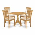 thumbnail image 2 of East West Furniture DMAV5-OAK-C 5 Piece Dining Room Set - Oak Dining Room Table and 4 Oak Linen Fabric Kitchen & Dining Room Chairs with Slatted Back- Oak Finish, 2 of 10