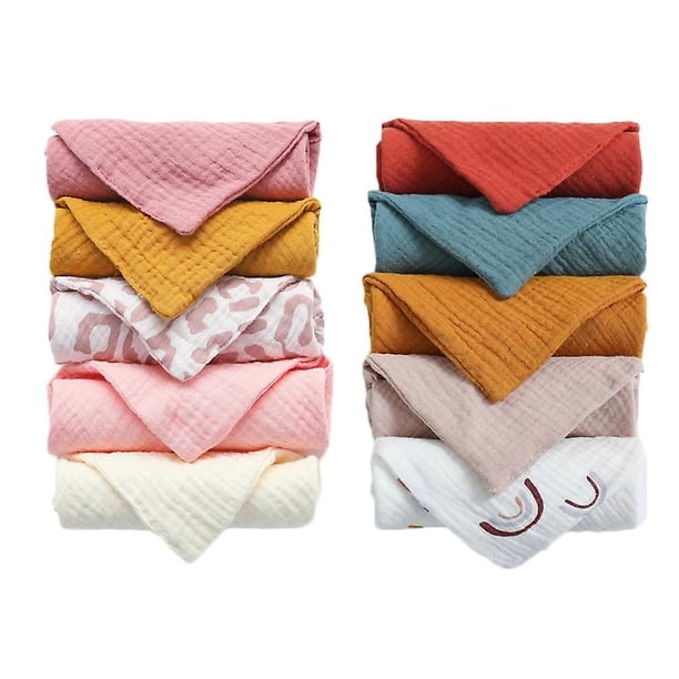 Set de 10 Toallas Cuadradas para Bebés YONGSHENG de Crepé