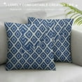 thumbnail image 3 of COMIO   Indigo Blue Block Print Dhurrie Sofa Decorative Pillow Throw Cushion Cover Case Floor Couch Colorful Boho Chic Seating Bohemian Accent Indian Handmade Cover Only, 3 of 5