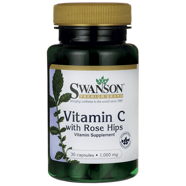 Swanson Vitamin C with Rose Hips 1,000 mg 30 Capsules