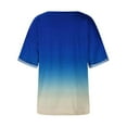 thumbnail image 4 of Plus Size T-shirts for Women, Trendy Gradient Color V Neck Tshirts Summer Casual Loose Tops S-5X (5XL, Blue), 4 of 7