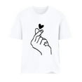thumbnail image 4 of Meichang T-Shirts de la Saint-Valentin pour Femmes Hauts Mignons T-Shirts Graphiques Cœur Hauts Manches Courtes Coupe Ample Chandail à Enfiler Vacances Col Rond T-Shirts Mignons Blouses, 4 of 4