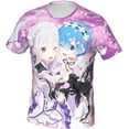 thumbnail image 2 of Anime Re Zero Rem and Ram Shirt Short Sleeve Cosplay T-Shirts Crew Neck 3D Printed Top, 2 of 5