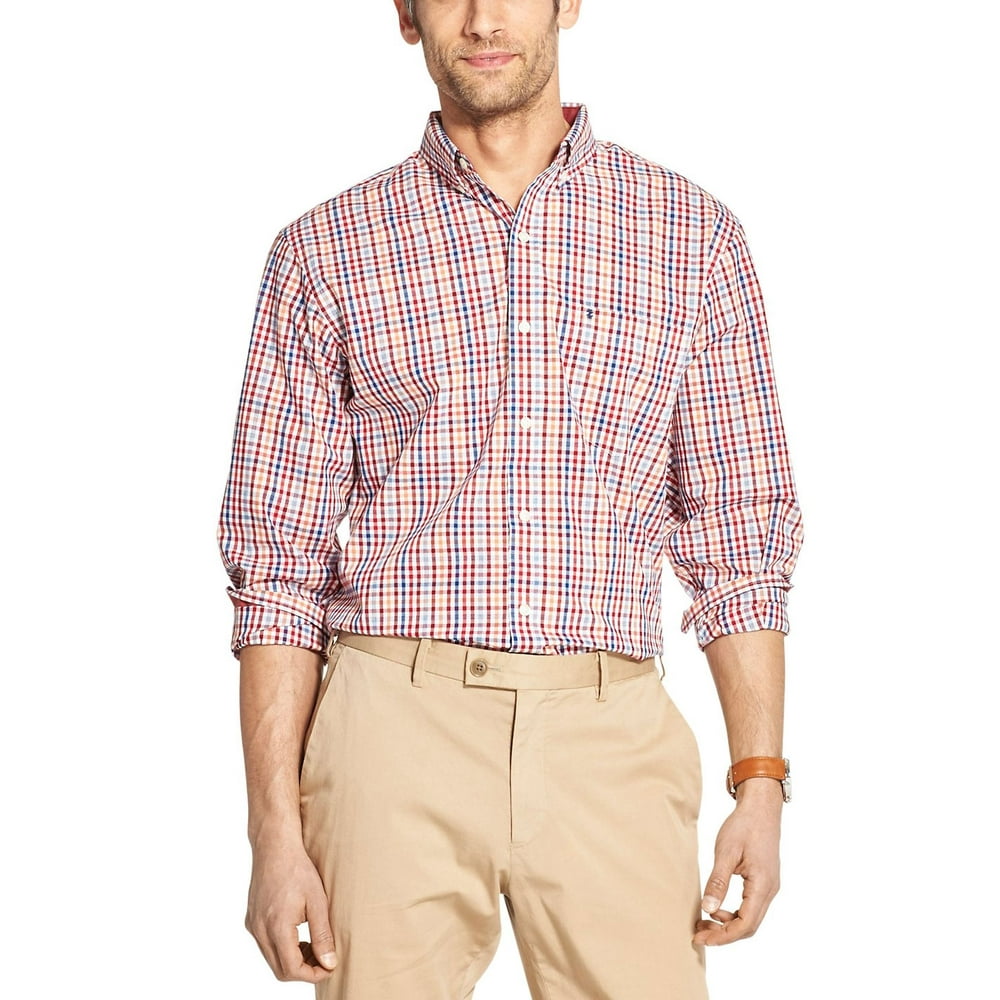 IZOD Izod Men's Long Sleeve Premium Essentials Shirt, Real Red