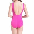 thumbnail image 4 of Bigersell Women Modest One-Piece Swimsuits, V-Neck Bathing Suit with Padding, Open Back Bathing Suit 1 Piece Swimsuit for Summer Beach Vacation Swimwear, Style SW-14, Pinky, 3XL, 4 of 6