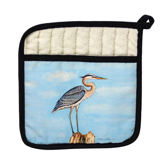 Betsy Drake Interiors Blue Heron on Stump Pot Holder