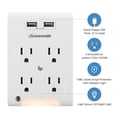 thumbnail image 2 of Extensor de enchufe DEWENWILS de 4 salidas con 2 puertos USB de 3,1 A, color blanco, 2 of 7
