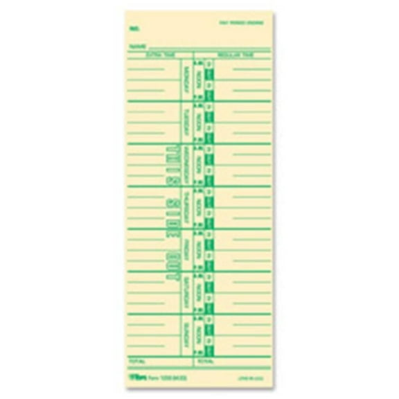 Tops Time Cards- 143 lb.- Named Days- 3.5 in. x 9 in.- 100-PK