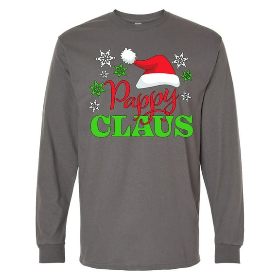 Inktastic Pappy Claus with Christmas Santa Hat and Snowflakes Long Sleeve T-Shirt