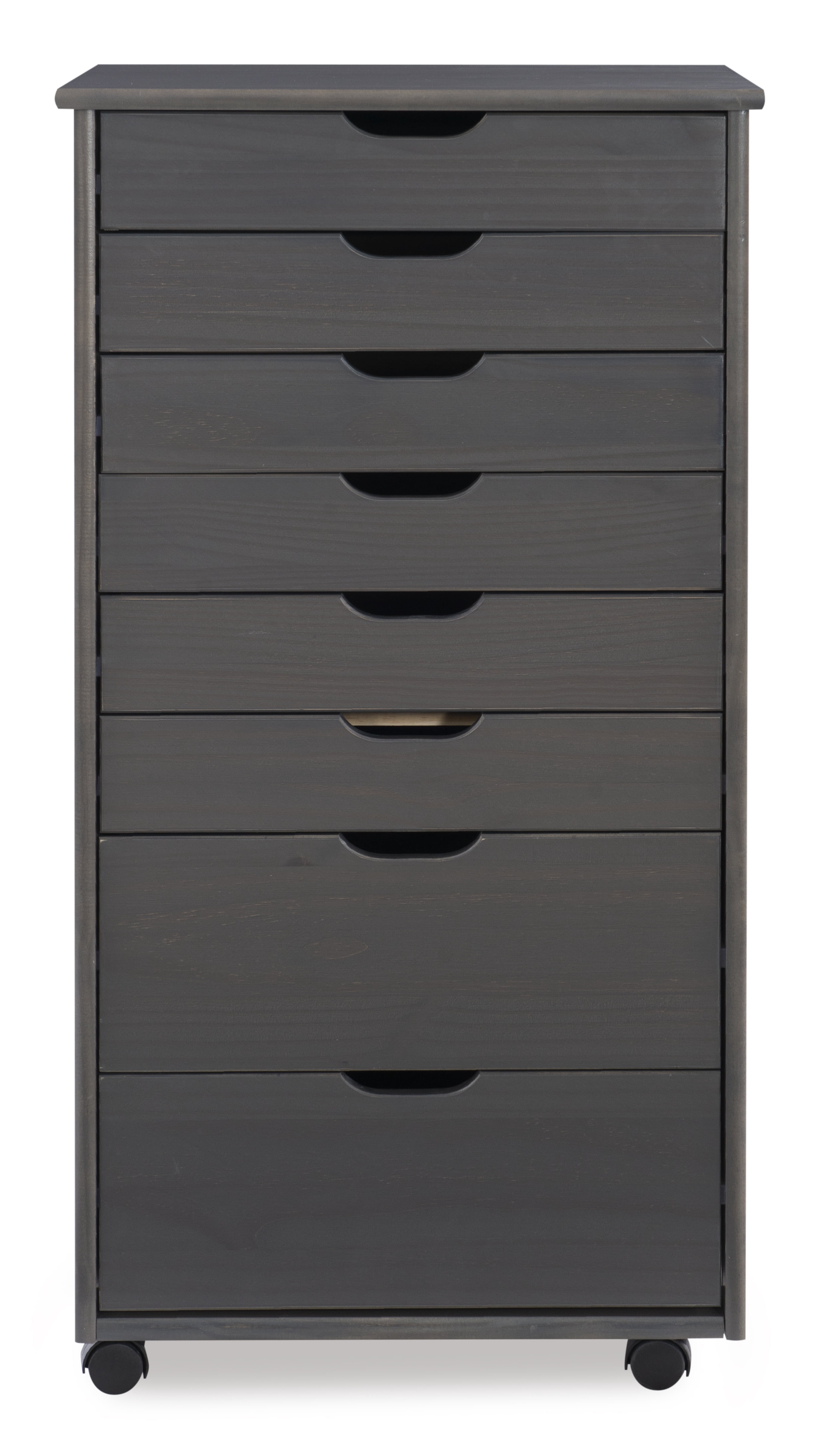 Linon Ansley 8-Drawer Rolling Storage Cart, Gray