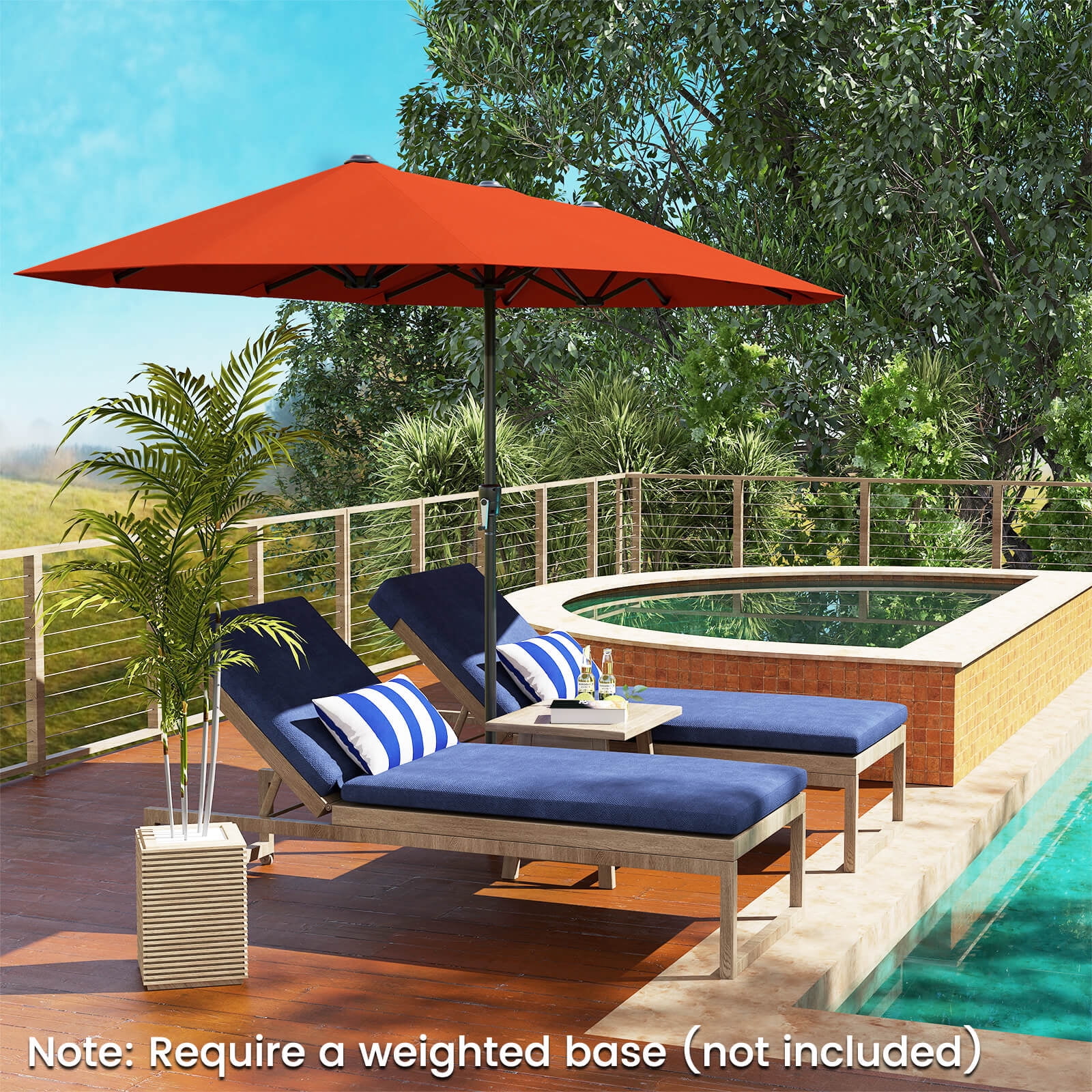Costway 13 FT Large Patio Umbrella Outdoor Double-Sided Table Market Umbrella for Garden Orange