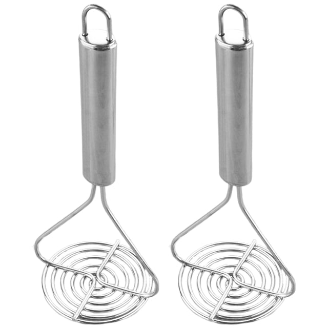 EeaseMX Machacador de patatas manual de acero inoxidable (2 unidades), herramienta práctica de cocina para uso doméstico (plateado).
