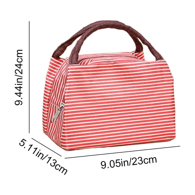 yulier Lunch Sac à pour Femmes Hommes, Grande Capacité Boîte à Lunch Isolée Conteneurs Sac à Main pour Adulte, Sac à Lunch Réutilisable Boîte Bento Rayée pour Travail, Pique-Nique Ou Voyage