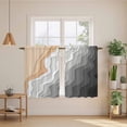 thumbnail image 3 of Grey Geometric Beach Kitchen Curtains, Ombre Waves Moire Abstract Art Light Filtering Window Curtain Panels, 2Pcs Rod Pocket Window Treatments Set for Study Room Bathroom Bedroom 52x54 Inches, 3 of 9