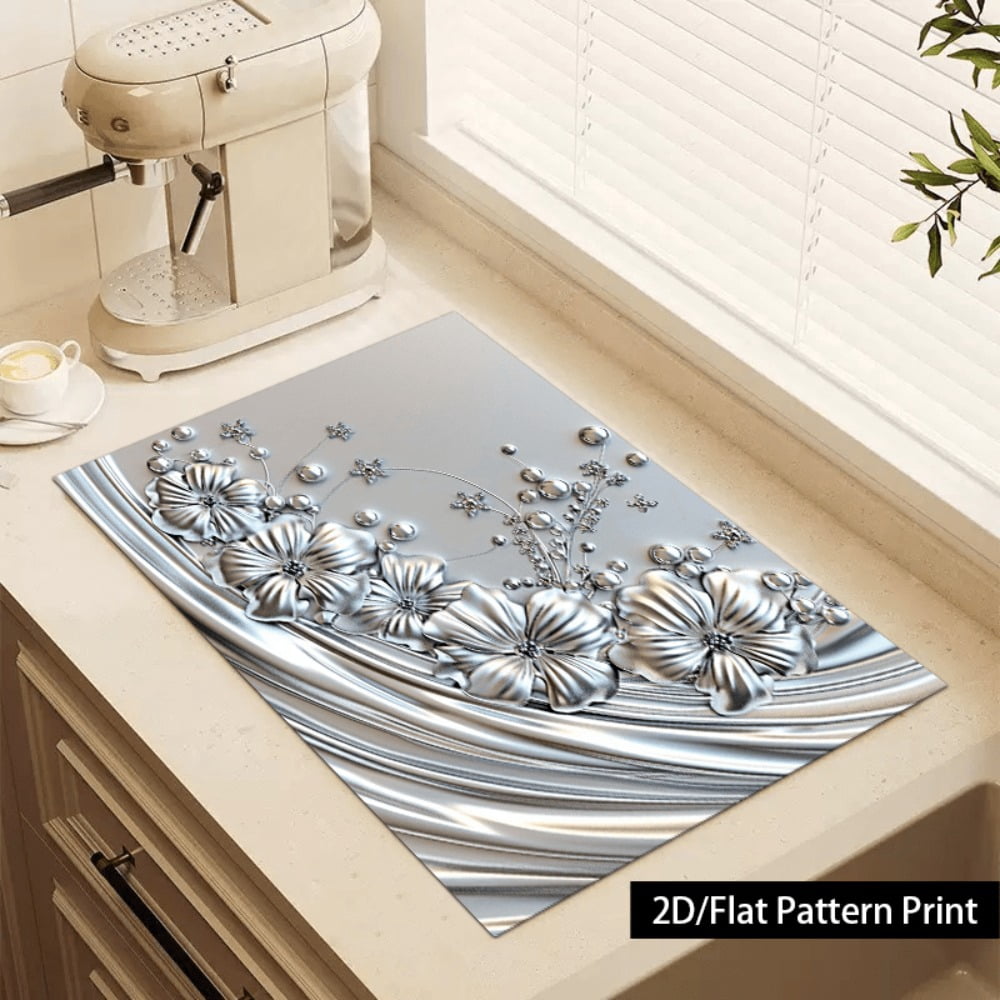 1 piece, stove panel and cooktop panel protection pad, 2D flat European floral pattern kitchen decorative countertop pad, suitable for stoves, washing machines, dryers, coffee machines, multi-functio