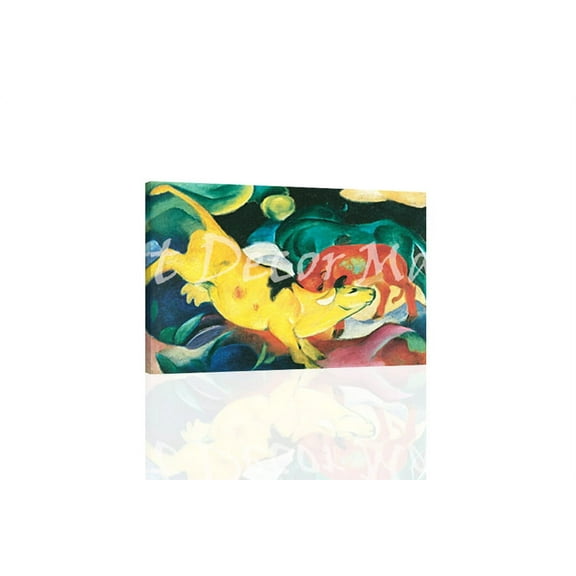 Cows Yellow Red Green-Marc - CANVAS OR FINE PRINT WALL ART