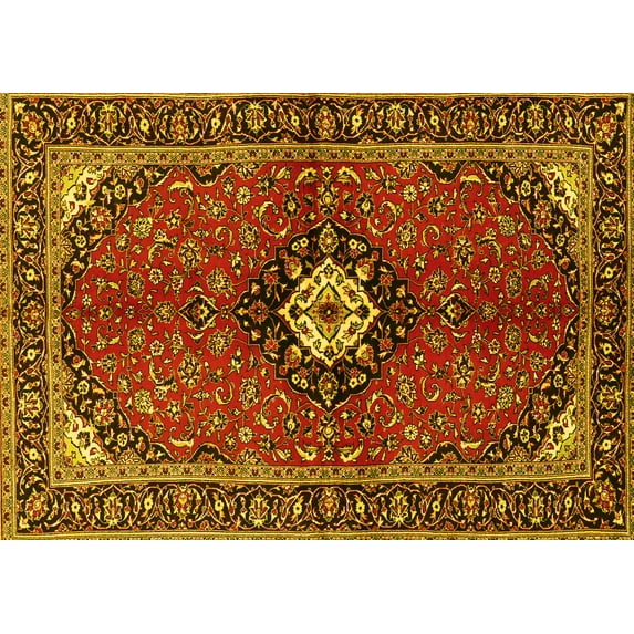 Ahgly Company Indoor Rectangle Persian Yellow Traditional Area Rugs, 7' x 10'