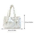 thumbnail image 2 of Bolso Mano Nailon Color Liso para Mujer Con Lazo Bandolera Diario Gran Capacidad () Blanco, 2 of 6