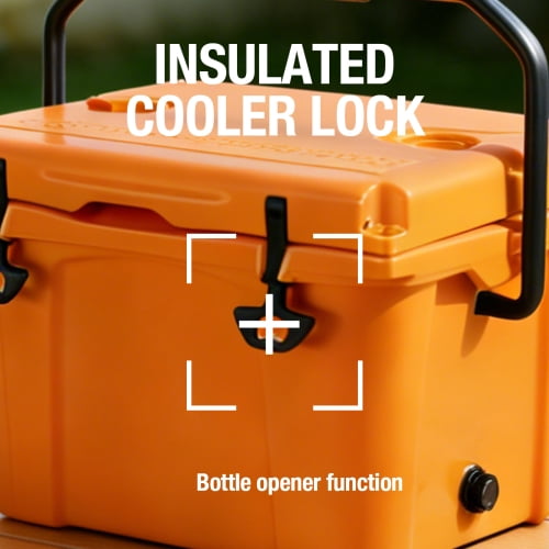 25QT Portable Hard Cooler, Insulated Ice Chest with Bottle Opener & Cup Holder, Built-in Ruler, Ideal for Travel, Beach, Camping, Fishing & Outdoor Activities