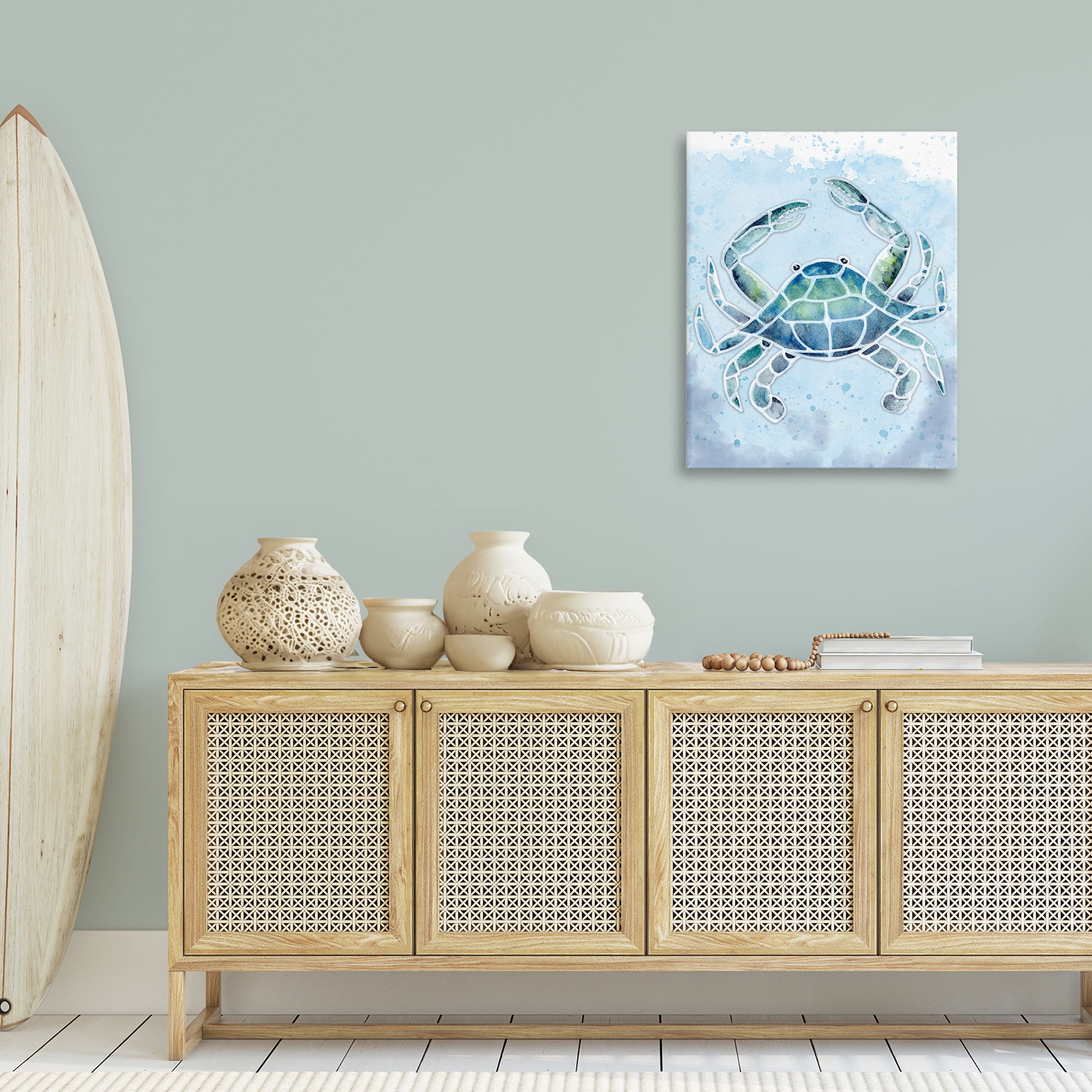 Stupell Industries Stained Glass Crab Nautical & Beach Painting Wrapped Canvas Art Print Wall Art, 24 x 30