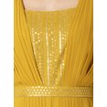 thumbnail image 5 of Indya Women's Mustard Sequin Double Dupatta Belted Jumpsuit, 5 of 6