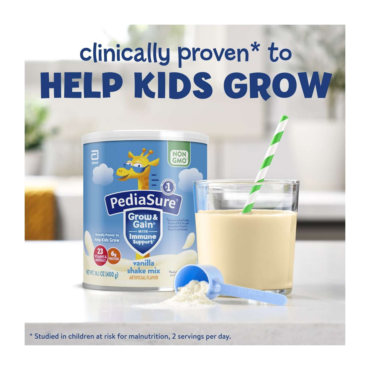 PediaSure Grow & Gain Shake Mix Powder, Vanilla, 14.1 oz Can, 8 Servings