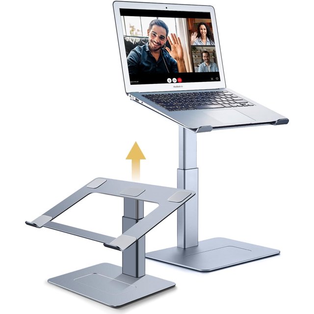 SDES-Adjustable Laptop Stand for Desk, DJ Laotop Riser, Ergonomic Small Sit to Stand Desk Converter, Support Working on Computer Standing, Compatible with MacBook and All 13"-16.5" Laptops, Grey