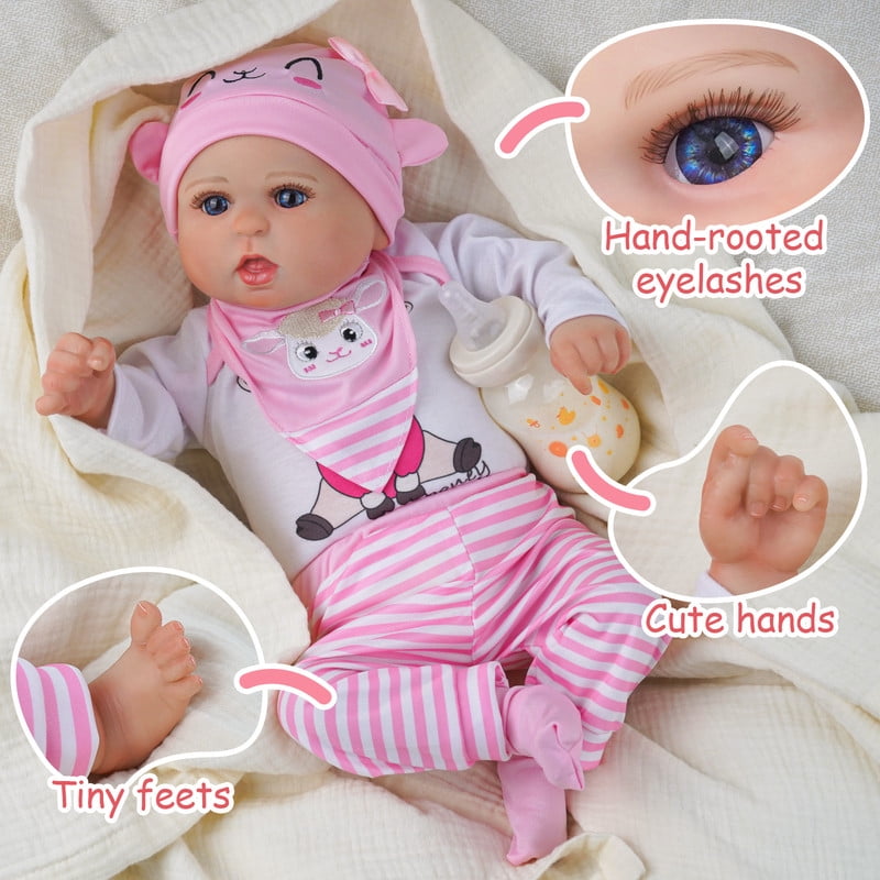 BABESIDE 20 Inch Cutest Reborn Baby Doll Girl with Heartbeat Coos and Breath Real Life Baby Dolls Soft Cloth Body with Gift Box for Kids Age 3+