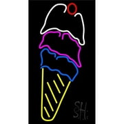 Layered Ice Cream Cone Clear Backing Neon Sign - Multi Color - 37 in. Tall x 20 in. Wide
