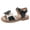 2Black, variant on Girls Flat Sandals Open Toe Cute Bow Lightweight Thick Sole Soft Footbed Pearl Ankle Strap Princess Dress Shoes White 3.5 Big Kid