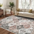 thumbnail image 2 of Hasoo Traditional Medallion Living Room Bedroom Area Rug, Machine Washable Carpet, Gray/Pink, 8' x 10', 2 of 6
