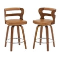 thumbnail image 6 of Dycanpo 26" Counter Height Bar Stool, Swivel Hollow Back Stool for Kitchen Island, Walnut Brown, 6 of 8