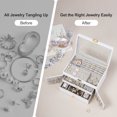 thumbnail image 6 of Clear Lid Jewelry Box 3 Layers Jewelry Organizer With Lock Large Multi-Functional Leather Jewelry Storage Box with 2 Drawers Door Display Case Earrings Necklace Bracelets for Women Girls, 6 of 7