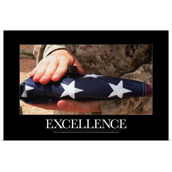 Great BIG Canvas | "US Army Poster: Soldier holding Flag" Art Print - 48x32