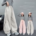 thumbnail image 2 of LRen Girls Sweatpants Size 5 Kids Baggy Stretchy High Waisted Athletic Open Bottom Oversized Sweatpants Trendy Track Sweat Pants Preppy Back To School Clothes for Girls, 2 of 7