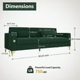 thumbnail image 2 of 85.63'' Mid-Century Modern Green Velvet Sofa Couch with Metal Gold Legs, 3 Seater Tufted Loveseat Couches with 2 Lumbar Pillows for Living Room and Apartment, 2 of 8