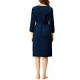 thumbnail image 3 of INSPIRE CHIC Pyjama Femme Col en V avec Ceinture Nouée Manches Longues Chemise de Nuit Douce Robe de Détente Midi TP Bleu Foncé, 3 of 6