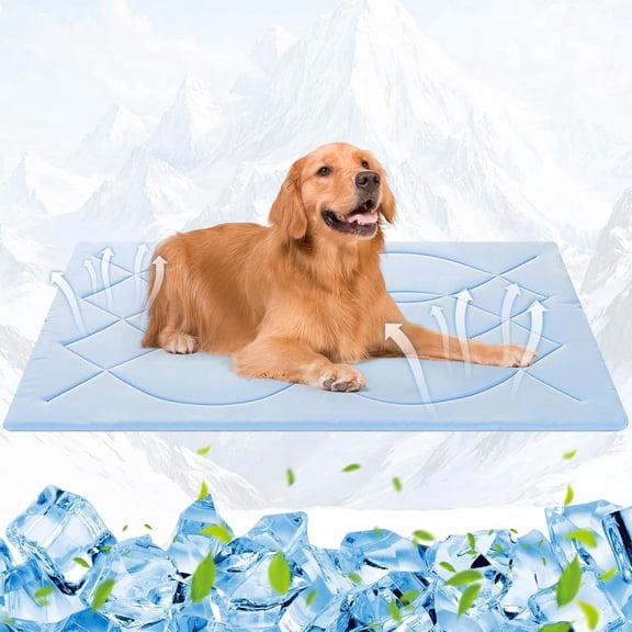 Tivray Dog Cooling Mat, 48'' × 28'' Large, Self-Cooling Mat for Dog Reversible, Double-Sided Pet Cool Pads for Crate, Kennel, Summer Blanket,Blue Gray