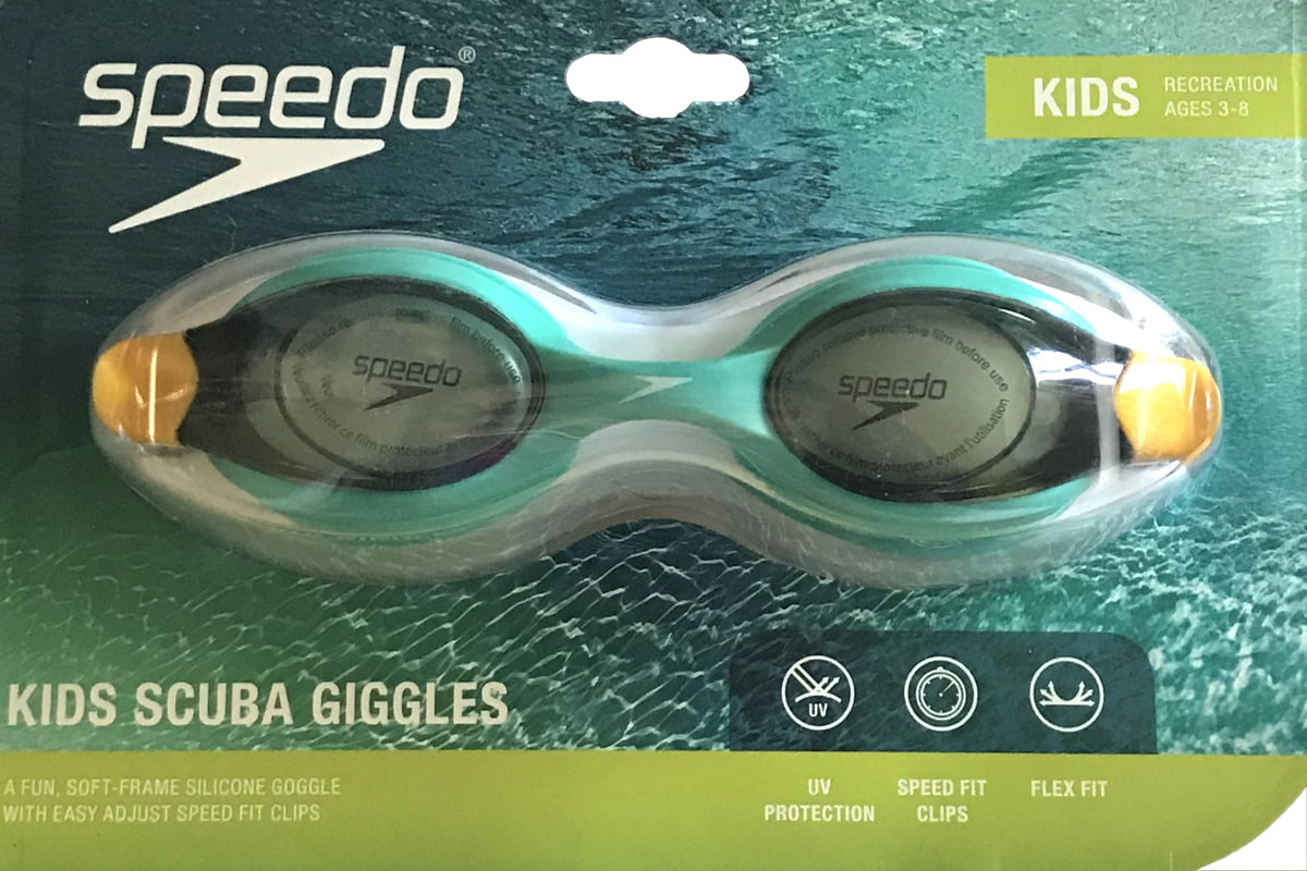 2 X Speedo Kids Glide Print Goggles Clear W/ Green Straps Pool Water Swimming for sale online 