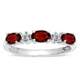 thumbnail image 2 of Star K � Oval 5x3 Genuine Garnet three stone oval band, 2 of 9