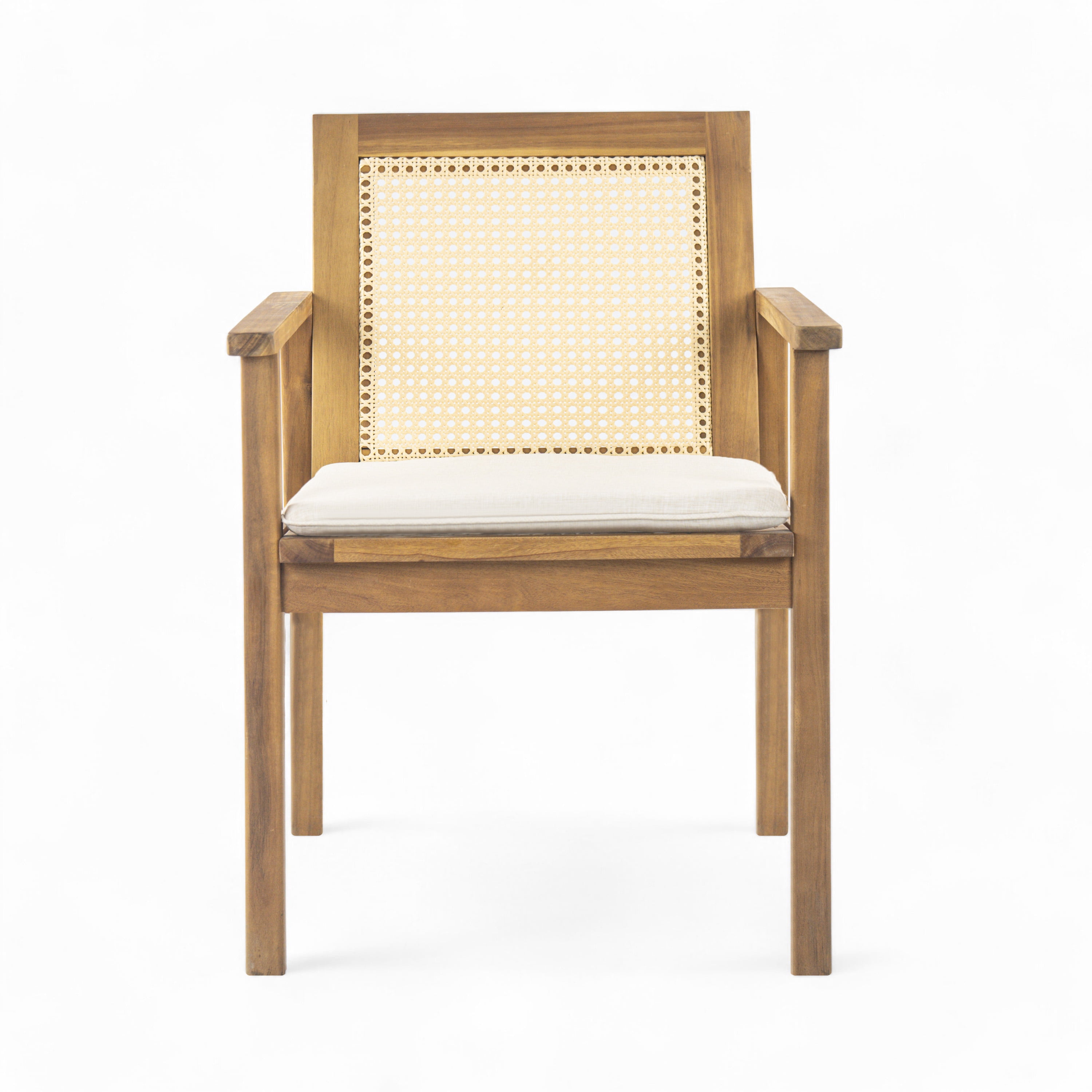 Acacia Wood Patio Dining Chairs Set of 2 with Cushion for Patio Garden, Teak