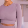 thumbnail image 5 of Women's Long Sleeved Seamless Fitness Yoga Top- Small, Purple, 5 of 6