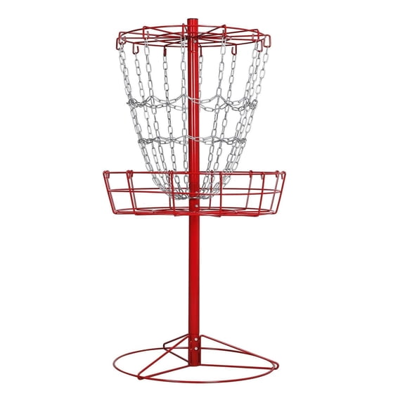 Disc Golf Basket Portable, Disc Golf Practice Set with 12 Chain and Double Steel Chains, Disc Golf Target for Outdoor Backyard Park yard Basketball Gym Family Camping Tailgate Party, Red