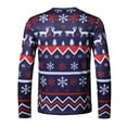 thumbnail image 4 of Pompotops Hauts Amusants pour Hommes Imprimé de Noël Col Rond Manches Longues T-Shirt Blouse en Solde, 4 of 5