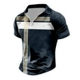thumbnail image 4 of Afdoent Men's Polo Shirts Male Leisure Fashion Striped Color Block Short Sleeve Shirt Top Casual Bussiness, 4 of 4
