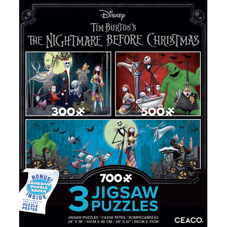 Ceaco Disney Nightmare Before Christmas Three Interlocking Jigsaw Puzzles