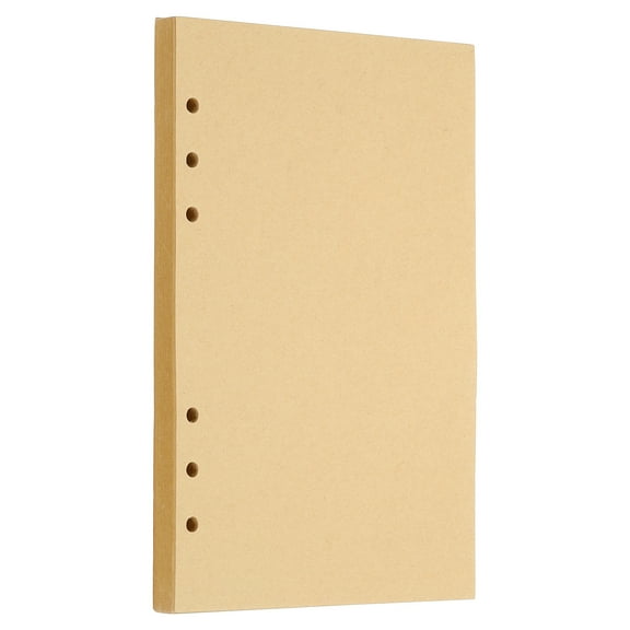 Uxcell A5 Refill Paper, Unlined Blank Kraft Paper Refillable Paper 6 Hole Filler Inserts Loose Leaf Paper for 6 Ring Binder, 80 Sheets/160 Pages, Beige