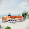 thumbnail image 2 of Shore 5 Piece Outdoor Patio Aluminum Sectional Sofa Set - Silver Orange, 2 of 7