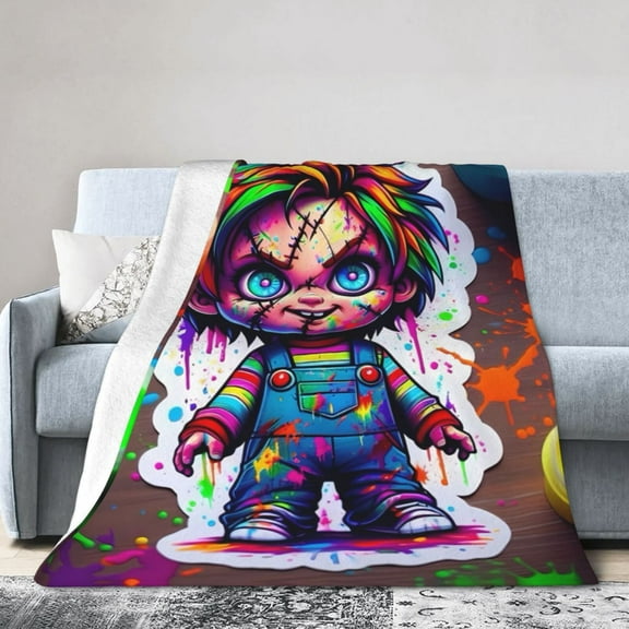 Chucky Throw Blanket, All Season Decorative Soft Cozy Fleece Blankets, Room Decor For Bed Chair Car Sofa Couch Bedroom