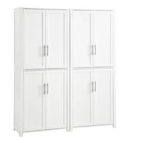 Crosley Furniture Savannah Transitional Tall Wood Pantry in White (Set of 2)